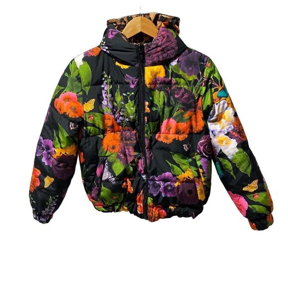 Alice + Olivia Durham Floral Leopard Print Reversible Puffer Jacket - Picture 8 of 12